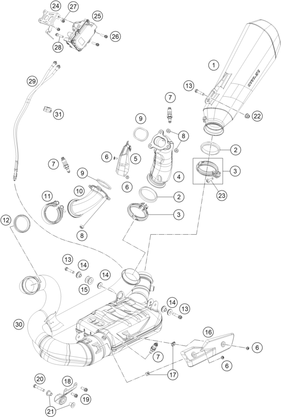 Sprängskiss: Exhaust System – KTM KTMR2R 1290 SUPER DUKE R 2022