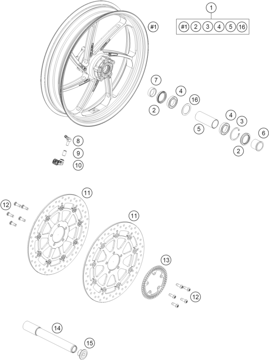 Sprängskiss: Front Wheel – KTM 1290 SUPER DUKE RR 2021