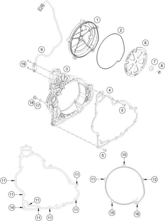 Sprängskiss: Clutch Cover – KTM KTMR2R 1290 SUPER DUKE R, orange 2021