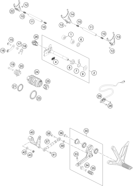 Sprängskiss: Shifting Mechanism – KTM BRABUS 1300 R, black 2022