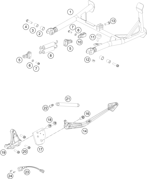 Sprängskiss: Side / Center Stand – KTM KTMR2R 1290 S ADVENTURE S, grey 2023