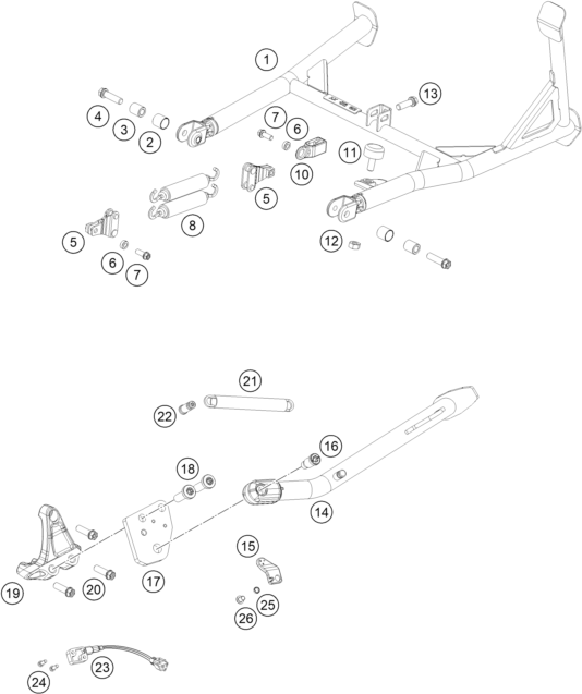 Sprängskiss: Side / Center Stand – KTM KTMR2R 1290 SUPER ADV R 2022