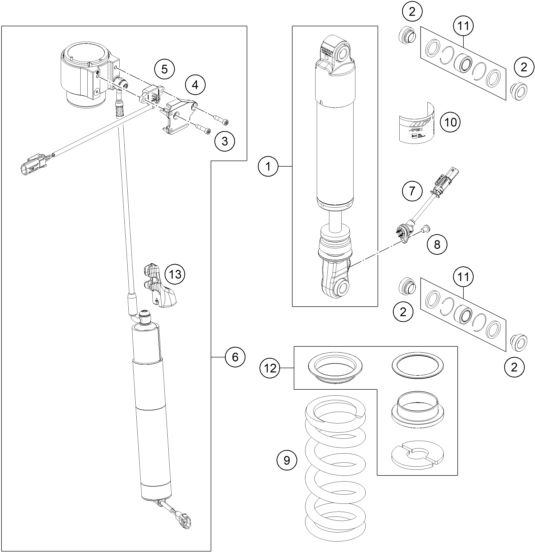 Sprängskiss: Shock Absorber Disassembled – KTM KTMR2R 1290 S ADVENTURE S, grey 2023