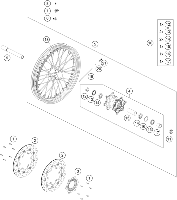 Sprängskiss: Front Wheel – KTM KTMR2R 1290 SUPER ADV R 2022