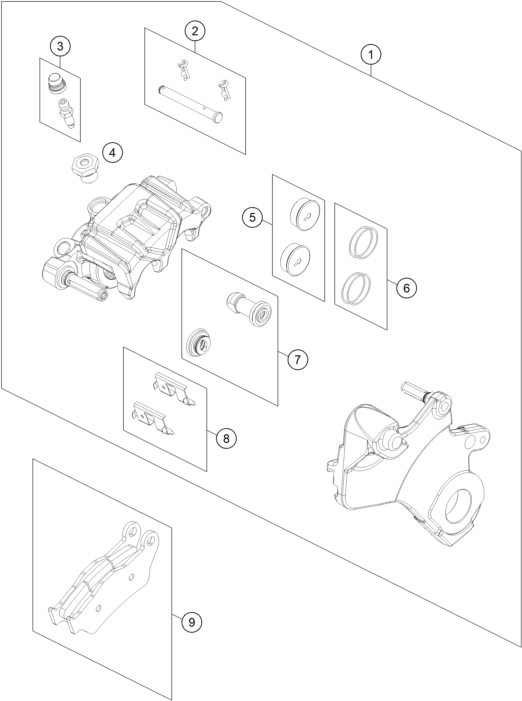 Sprängskiss: Rear Brake Caliper – KTM 1390 SUPER ADVENTURE S EVO, orange 2027