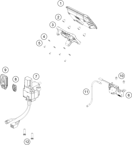 Sprängskiss: Instruments / Lock System – KTM KTMR2R 1290 S ADVENTURE S, grey 2023
