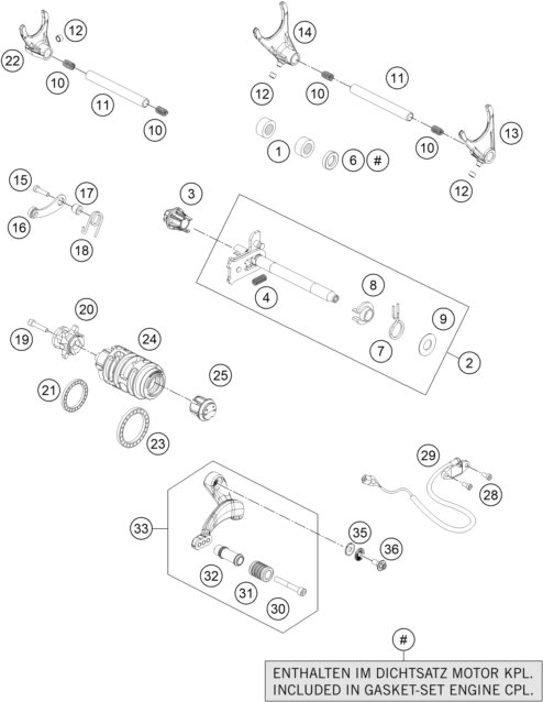 Sprängskiss: Shifting Mechanism – KTM KTMR2R 1290 S ADVENTURE S, grey 2023