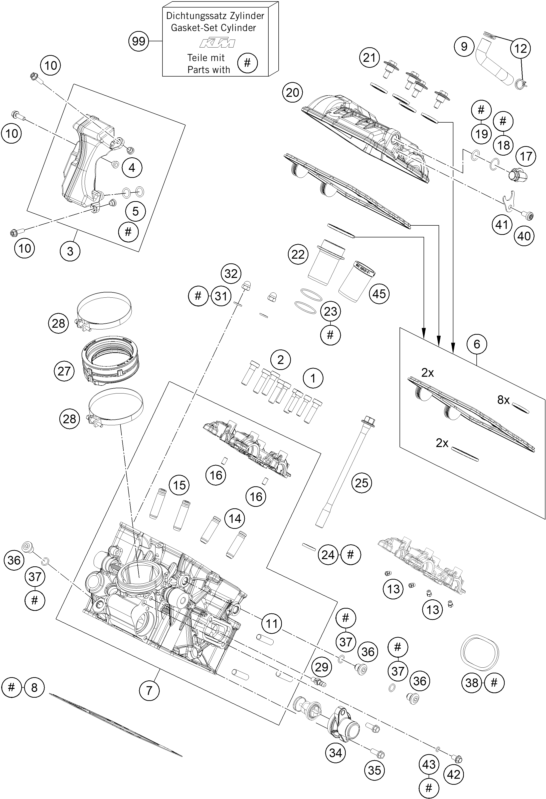 Sprängskiss: Cylinder Head Rear – KTM KTMR2R 1290 S ADVENTURE S, grey 2023