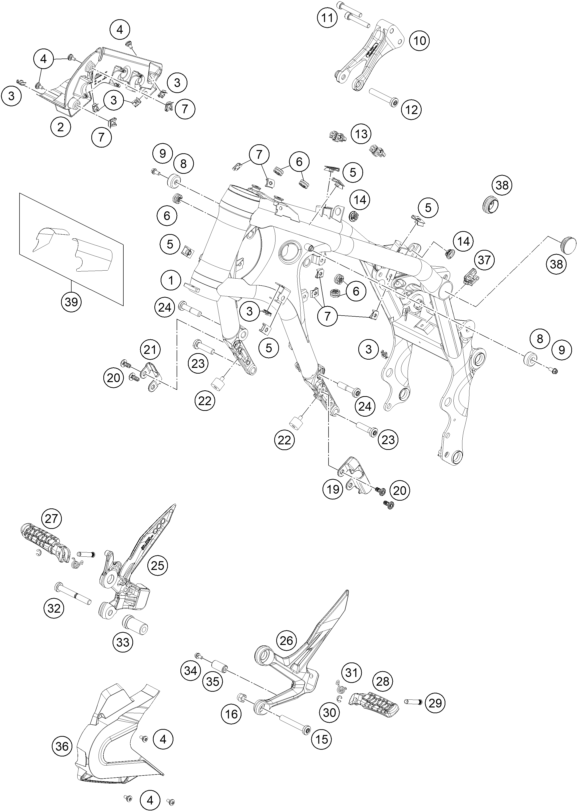Sprängskiss: Frame – KTM 890 DUKE GP, orange 2022
