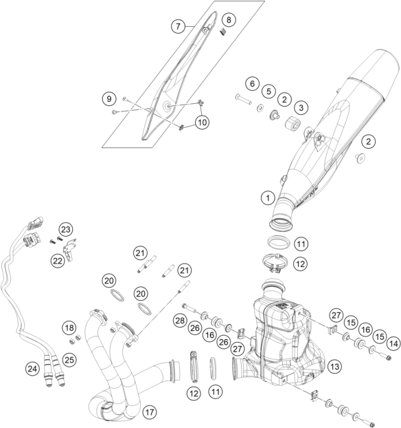 Sprängskiss: Exhaust System – KTM 890 DUKE R 2023