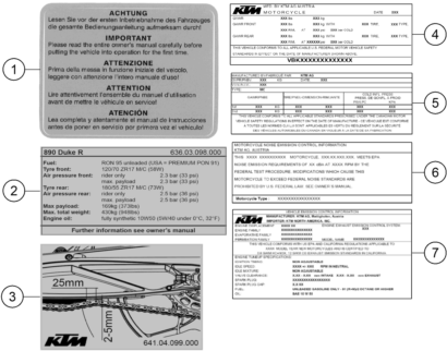 Sprängskiss: Technic Information Sticker – KTM 890 DUKE, black 2021