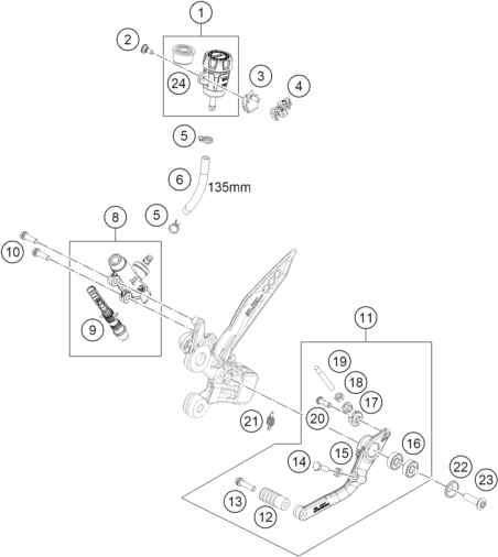 Sprängskiss: Rear Brake Control – KTM 890 DUKE GP, orange 2022