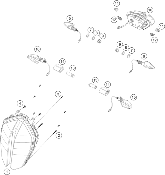Sprängskiss: Lighting System – KTM 890 DUKE R 2023