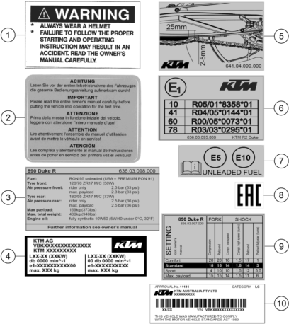 Sprängskiss: Technic Information Sticker – KTM 890 DUKE R 2021