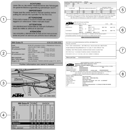 Sprängskiss: Technic Information Sticker – KTM 890 DUKE R 2021