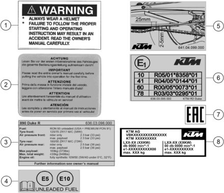 Sprängskiss: Technic Information Sticker – KTM 890 DUKE L, black 2021