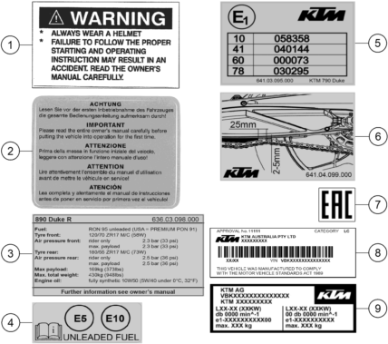 Sprängskiss: Technic Information Sticker – KTM 890 DUKE, black 2021