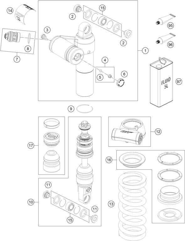 Sprängskiss: Shock Absorber Disassembled – KTM 790 ADVENTURE R 2026