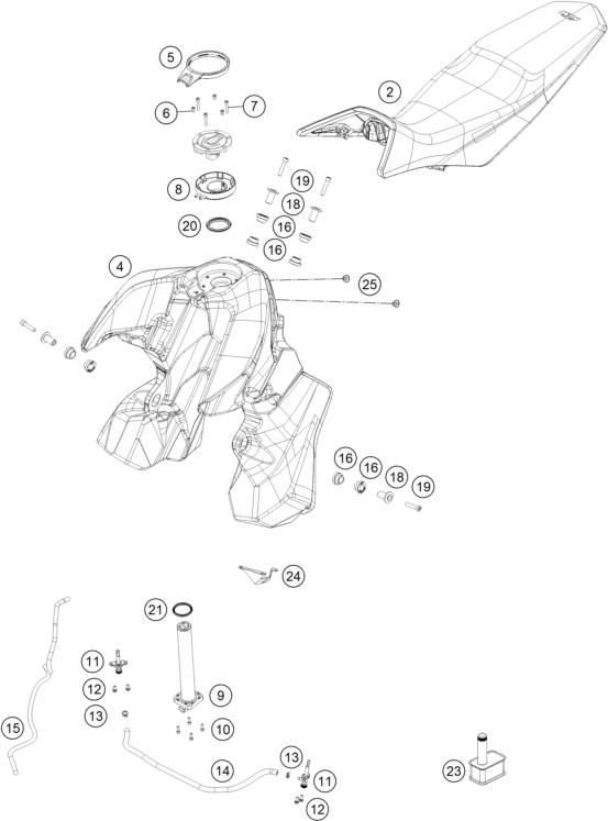Sprängskiss: Tank, Seat – KTM 890 ADVENTURE R 2021
