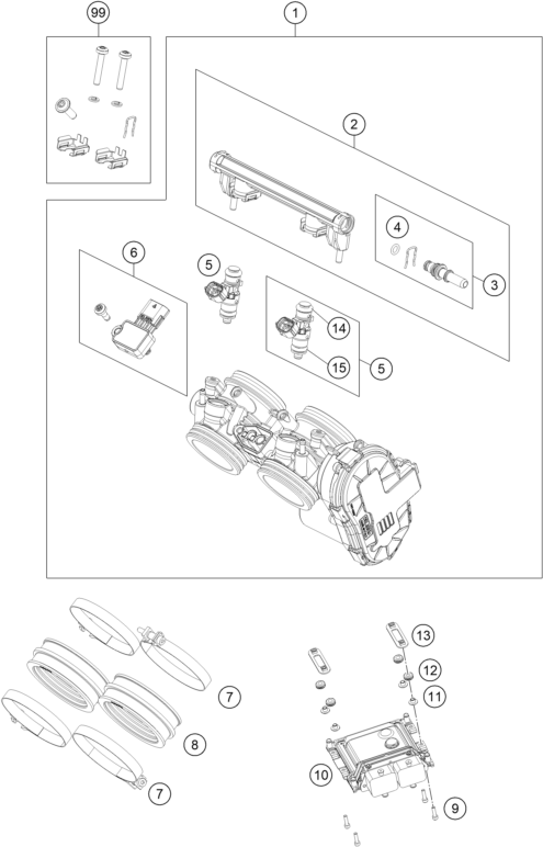 Sprängskiss: Throttle Body – KTM 890 SMT 2026
