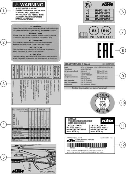 Sprängskiss: Technic Information Sticker – KTM 890 ADVENTURE R RALLY 2021