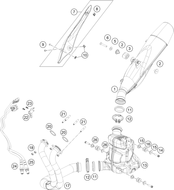 Sprängskiss: Exhaust System – KTM 790 DUKE, orange - CKD 2021
