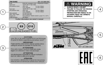 Sprängskiss: Technic Information Sticker – KTM 790 DUKE, orange - CKD 2021