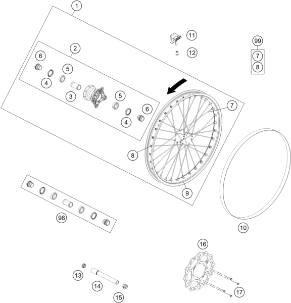 Sprängskiss: Front Wheel – KTM FREERIDE E-XC 2021