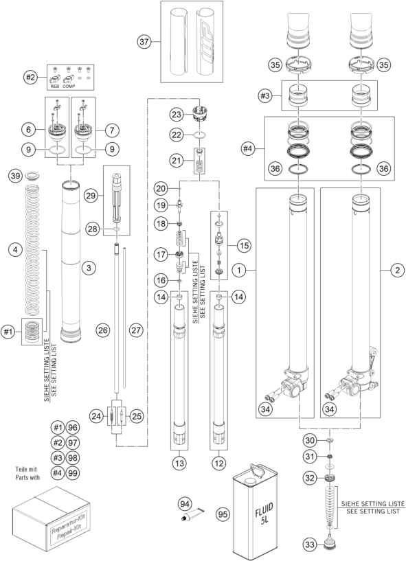 Sprängskiss: Front Fork Disassembled – KTM FREERIDE E-XC 2021