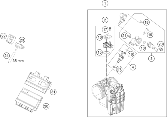Sprängskiss: Throttle Body – KTM 690 SMC R 2 2026