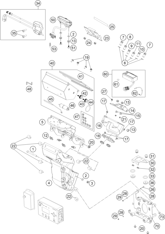 Sprängskiss: Instruments / Lock System – KTM 450 RALLY FACTORY REPLICA 2021