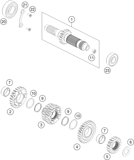 Sprängskiss: Transmission I - Main Shaft – KTM KTM 450 RALLY REPLICA 2027