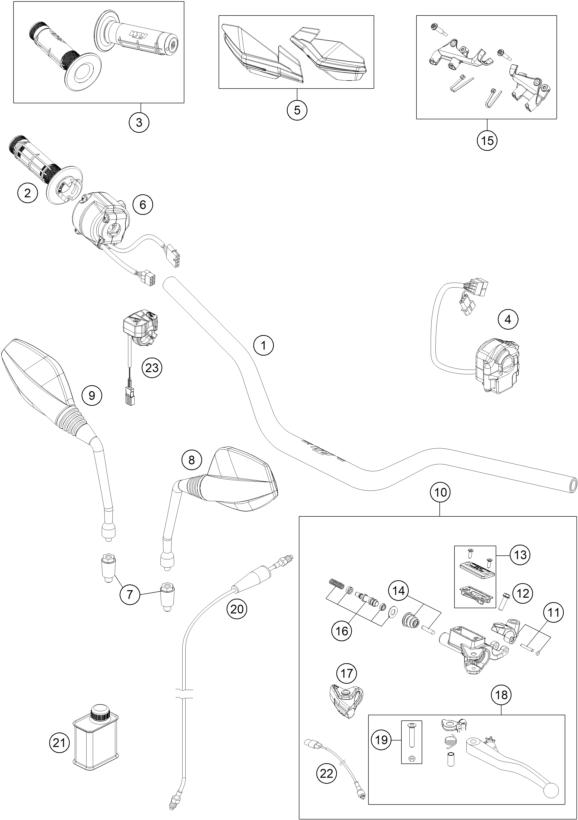 Sprängskiss: Handlebar, Controls – KTM 690 ENDURO R 2021