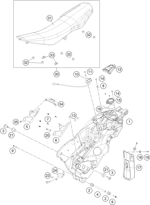 Sprängskiss: Tank, Seat – KTM 690 ENDURO R 2021