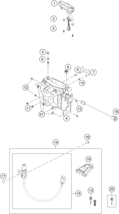 Sprängskiss: Instruments / Lock System – KTM 690 SMC R 2022