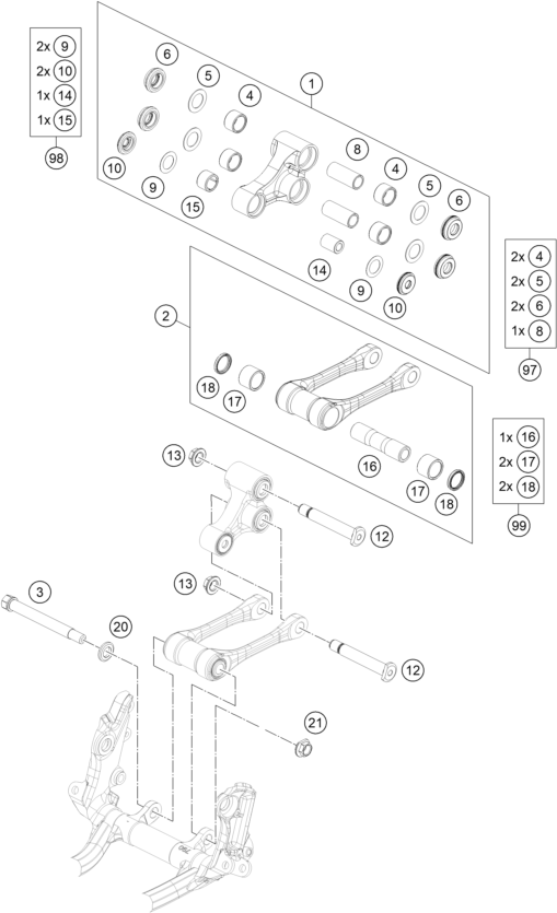 Sprängskiss: Pro Lever Linking – KTM 350 XC-F 2022