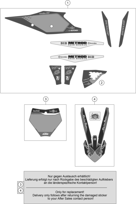 Sprängskiss: Decal – KTM 250 SX-F TROY LEE DESIGNS 2021