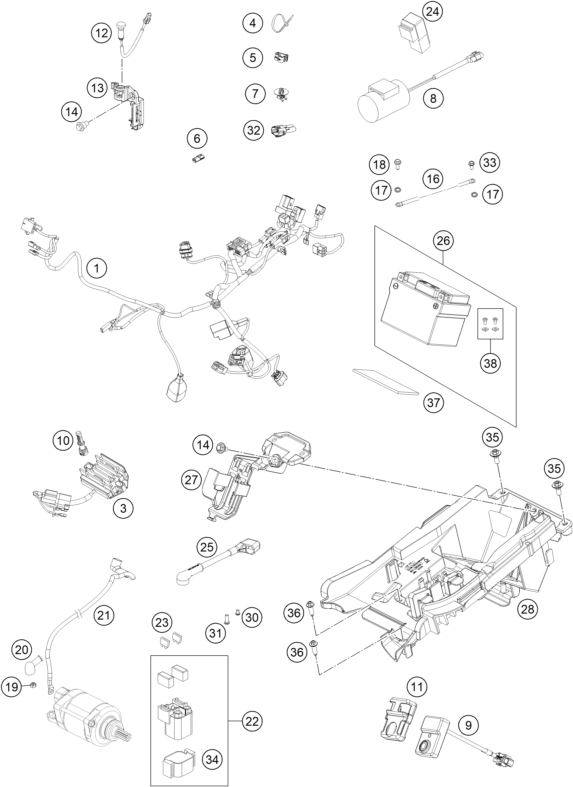 Sprängskiss: Wiring Harness – KTM 250 SX-F TROY LEE DESIGNS 2021