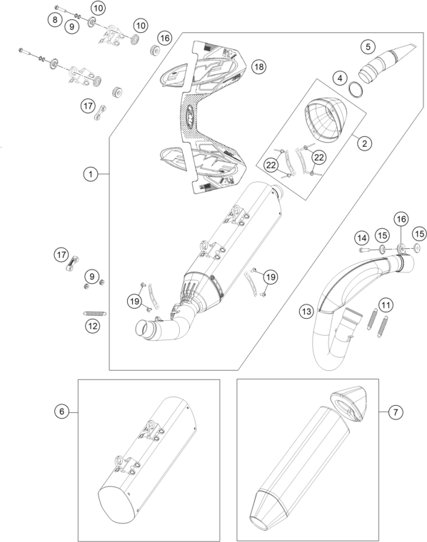 Sprängskiss: Exhaust System – KTM 350 XC-F FACTORY EDITION 2022