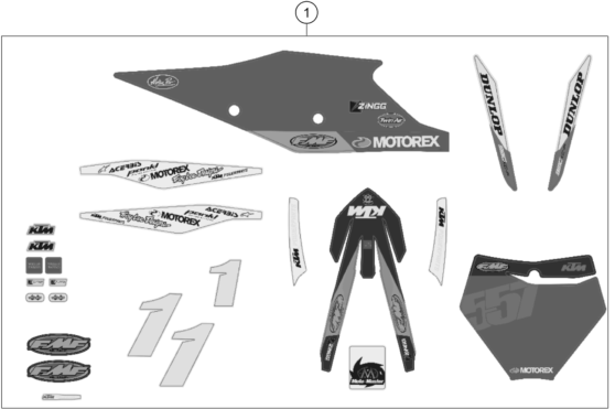Sprängskiss: Decal – KTM 350 XC-F KAILUB RUSSELL 2021