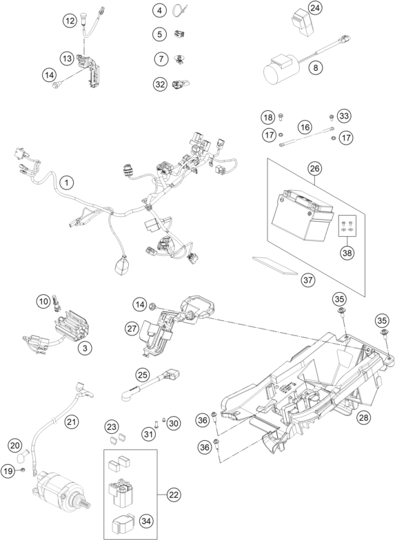 Sprängskiss: Wiring Harness – KTM 250 SX-F 2022