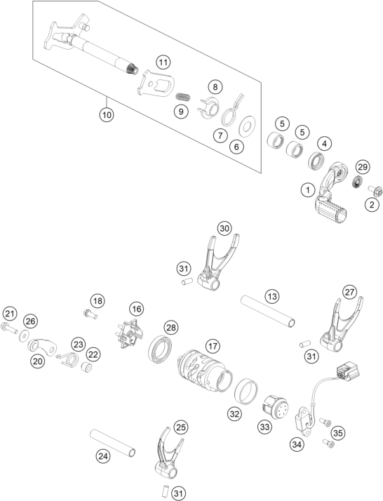 Sprängskiss: Shifting Mechanism – KTM 500 XCF-W 2021