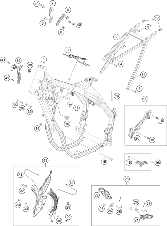 Sprängskiss: Frame – KTM 500 XCF-W 2021