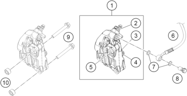 Sprängskiss: Front Brake Caliper – KTM 125 DUKE, silver - B.D. 2021