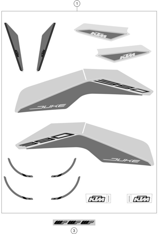 Sprängskiss: Decal – KTM 390 DUKE, white 2021