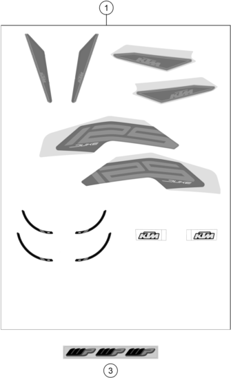 Sprängskiss: Decal – KTM 125 DUKE, black 2022