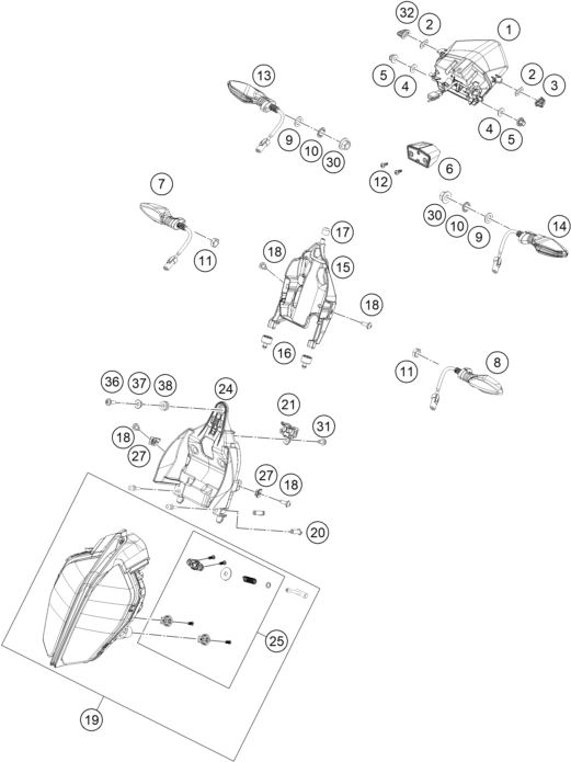 Sprängskiss: Lighting System – KTM 125 DUKE, silver - B.D. 2021