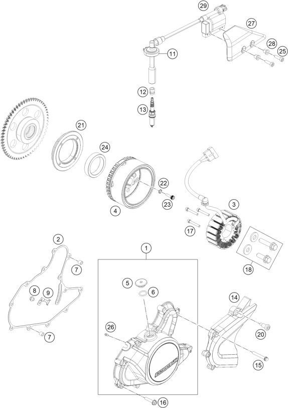 Sprängskiss: Ignition System – KTM 125 DUKE, silver - B.D. 2021
