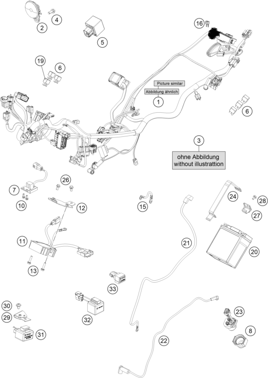 Sprängskiss: Wiring Harness – KTM 200 DUKE, orange, w/o ABS - CKD 2021