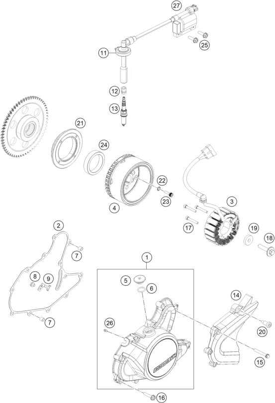 Sprängskiss: Ignition System – KTM 200 DUKE, orange, w/o ABS - CKD 2021